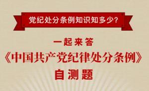 中紀委國家監(jiān)委網(wǎng)站推答題H5：黨紀處分條例知識知多少
