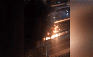 上海內(nèi)環(huán)高架一輛轎車自燃火情已撲滅，無人傷亡交通逐步恢復