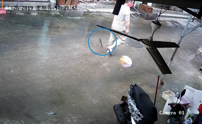 差點(diǎn)沒命！男子路上走，菜刀天上掉