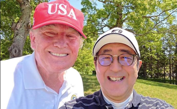 安倍陪特朗普游玩:高爾夫相撲居酒屋