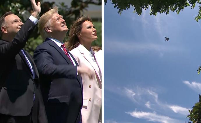 庆祝波兰下订单,美军F35战机飞越白宫