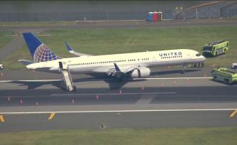 美联航客机纽约着陆时爆胎偏出跑道