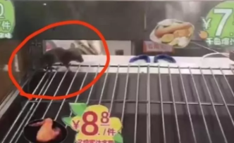 深圳711便利店內(nèi)，老鼠烤架上亂竄