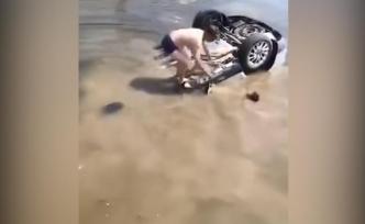 一家人駕車落水，銀行行長帶頭跳水救人