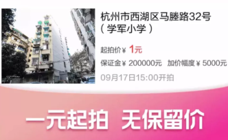 延時142次，杭州“底價1元學(xué)區(qū)房”609.5萬元成交