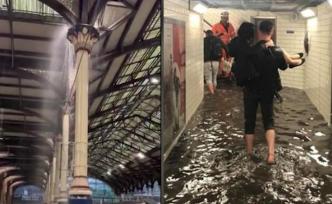 倫敦暴雨多個地鐵站漏水，乘客滯留