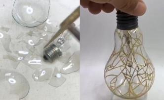 灯泡碎成渣，锔瓷匠人完美修复还能亮