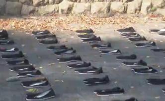 東京塔下擺6830雙黑布鞋，中日共同悼念二戰(zhàn)被擄中國勞工