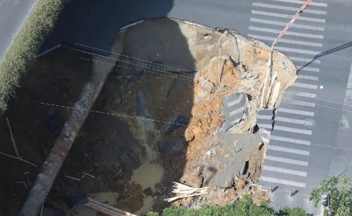 广州地铁工地塌陷区上方立交恢复通行