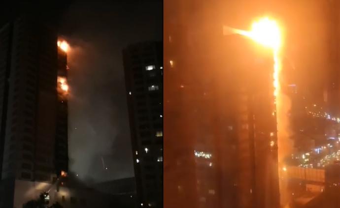 沈陽一住宅起火，火苗直竄高層傷亡不明