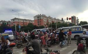 江苏沭阳一医院救护车撞死两人，现场留下近90米刹车印