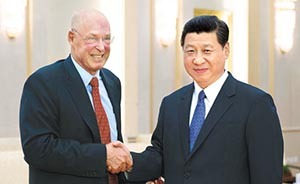 習(xí)近平會見保爾森：中美雙方要多栽花、少栽刺