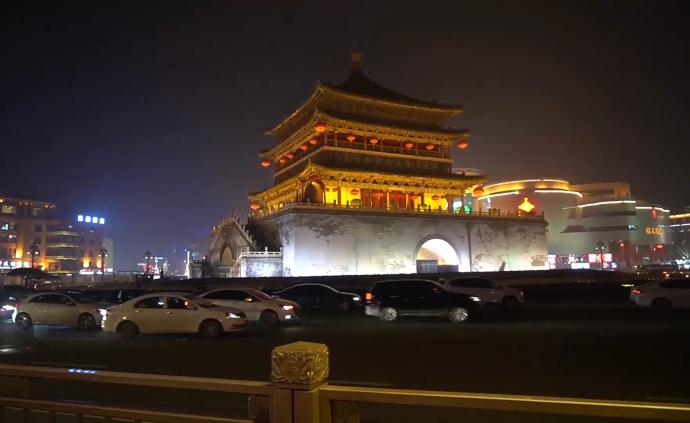 西安鐘樓重新亮燈，遠距離投光保護文物