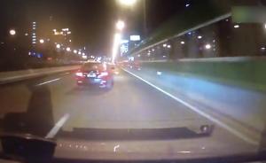 上海一小车高架上多次危险变道，被市民举报后罚款并扣7分