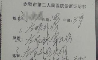 湖北赤壁8歲男童左眼戳傷穿孔，家屬希望能開綠色通道動手術