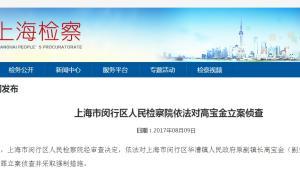 上海華漕鎮(zhèn)原副鎮(zhèn)長高寶金涉貪污罪、受賄罪，被檢方立案偵查