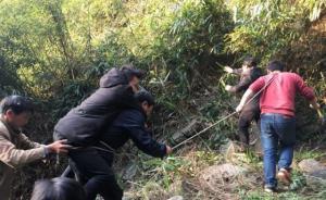湖南张家界一电三轮车速过快坠百米山崖，警民救助三名被困者