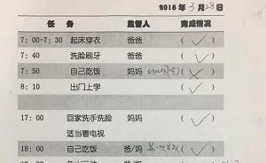 宁波二胎家长自制“育儿分工表”：为让孩子有好习惯