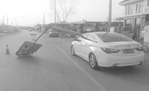 大風(fēng)吹倒限速牌砸中轎車，車主打55個(gè)電話沒找到牌子歸誰管